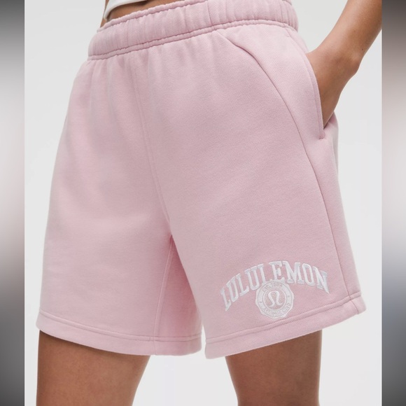 lululemon athletica Pants - NWT Lululemon Scuba Mid-Rise Oversized Short 7" *Graphic‎ Pink Haze Womens Small